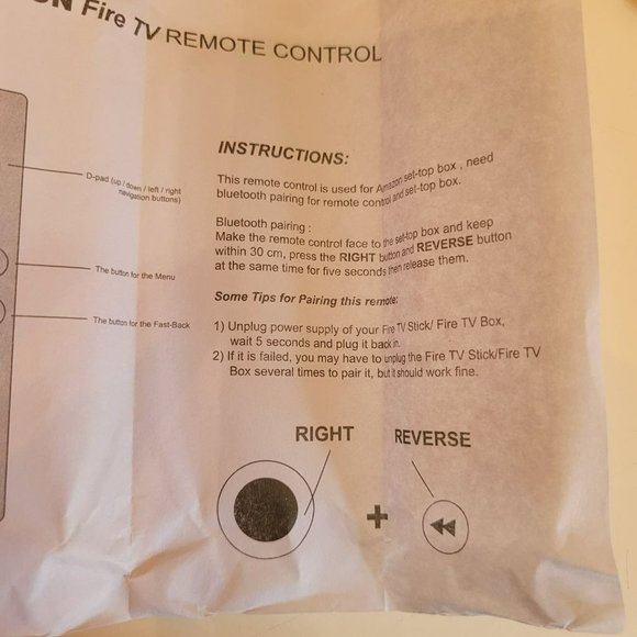 Amazon Fire Remote Control Replacement TV New Instructions Bluetooth Pairing - Picture 6 of 7